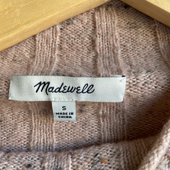 Madewell wool blend Cream Cowl Neck Sweater with Ribbed Texture - Picture 6 of 8
